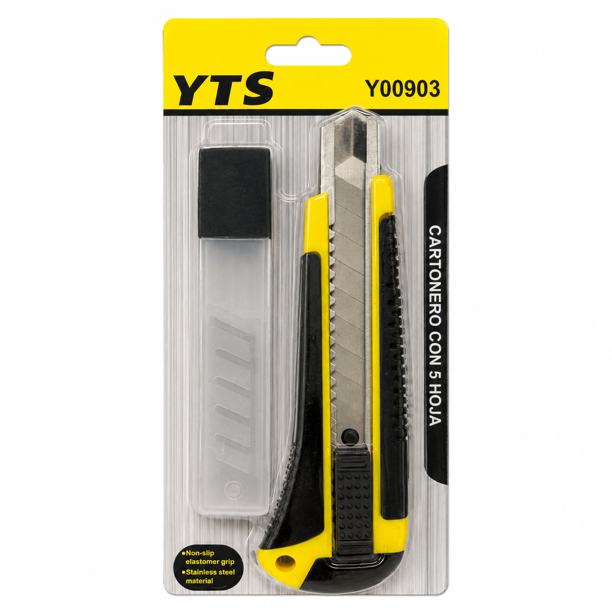 Cuchillo Cartonero Retráctil YTS Y00903 con 5 Hojas