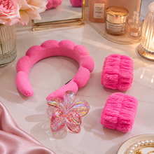 Set de Skincare con Cintillo, Muñequeras y Pinza Floral
