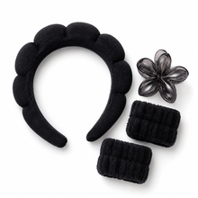 Set de Skincare con Cintillo, Muñequeras y Pinza Floral