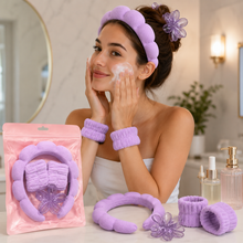 Set de Skincare con Cintillo, Muñequeras y Pinza Floral