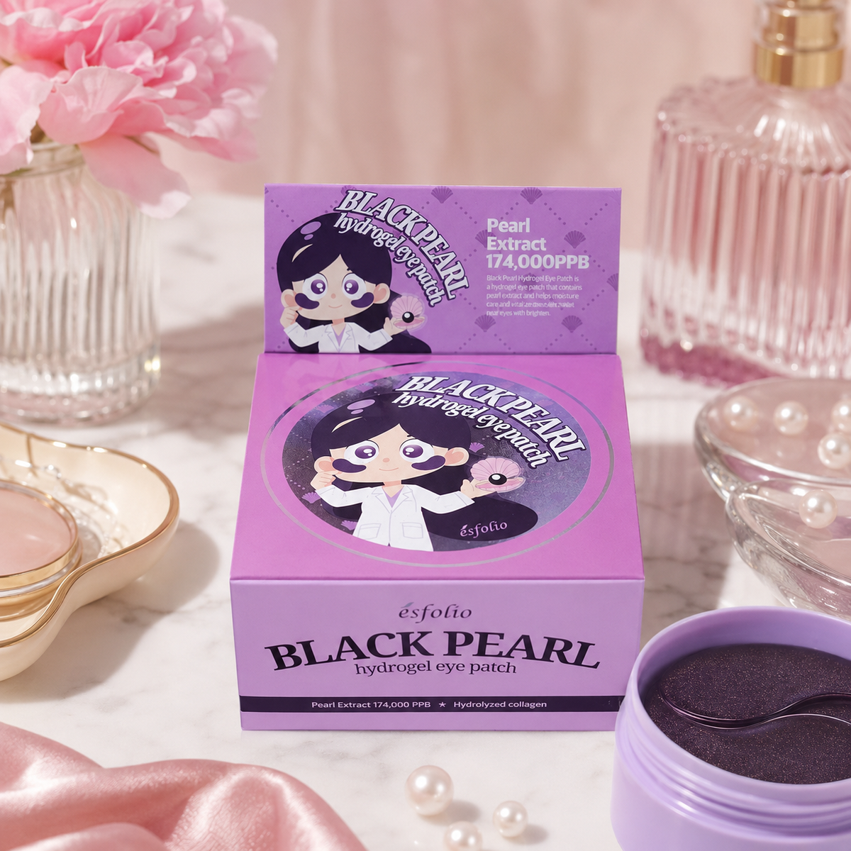 Parches de Hidrogel Black Pearl para el Contorno de Ojos