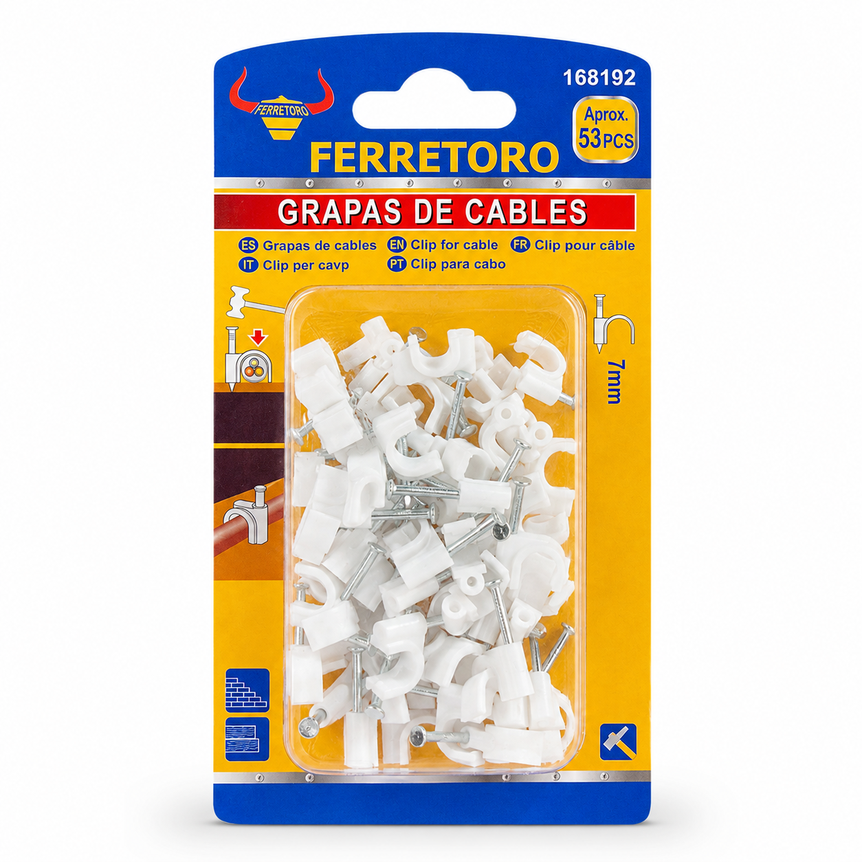 Grapas para Cable Ferretoro 7 mm Aprox. 53 Unidades