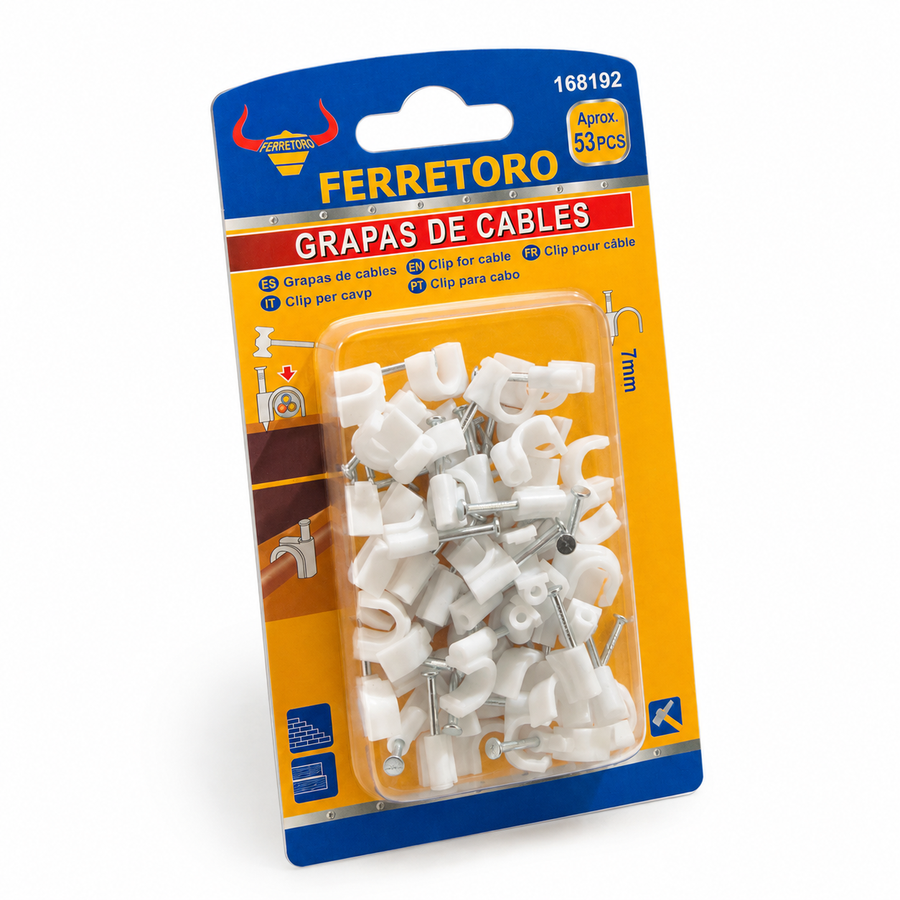 Grapas para Cable Ferretoro 7 mm Aprox. 53 Unidades