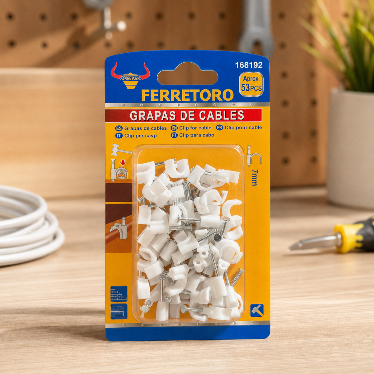 Grapas para Cable Ferretoro 7 mm Aprox. 53 Unidades