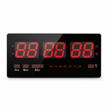 Reloj Digital De Pared Con Pantalla Led Modelo 3615 Estructura Negro - variante Numeros rojo