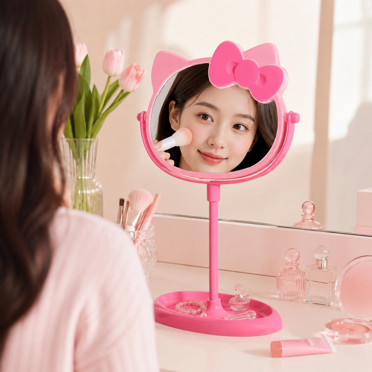 Espejo De Tocador De Hello Kitty Kawaii Niñas Doble Cara - vista 7 del producto