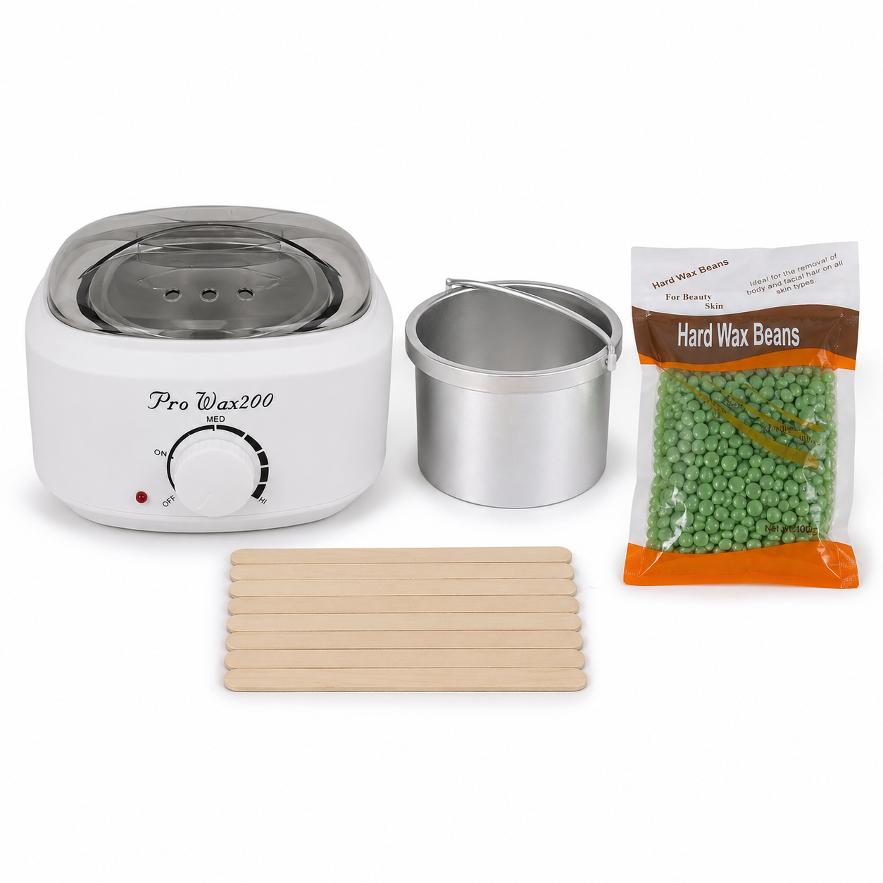 Olla Calentador de Cera 500gr + Cera 100gr + 10 Paletas Depilación - detalle del producto
