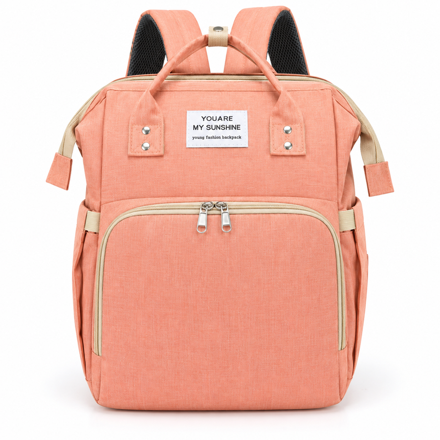 Bolso pañalera mochila con cambiador rosa – imagen principal