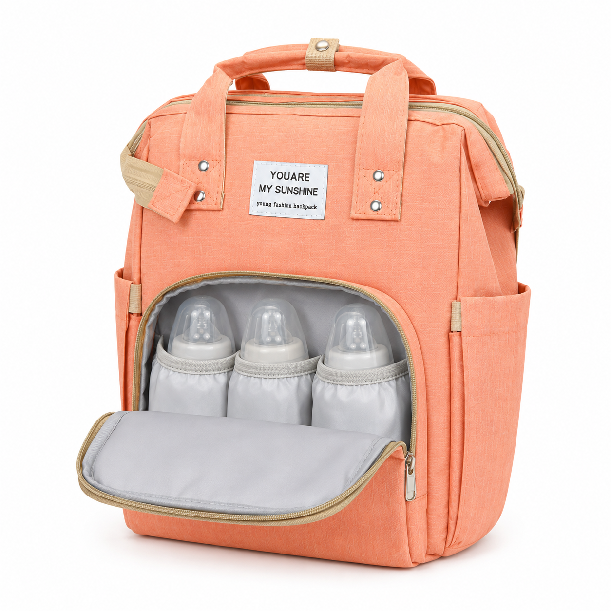 Bolso Pañalera Mochila con Cambiador Rosa