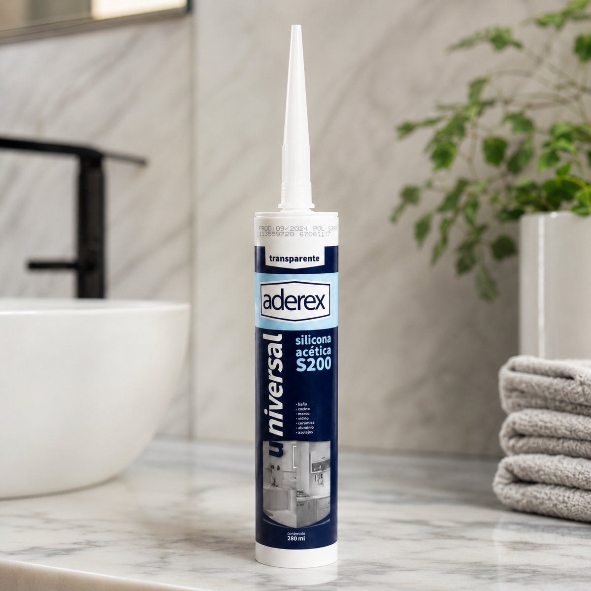 Silicona Acética Transparente Aderex S200 280 ml