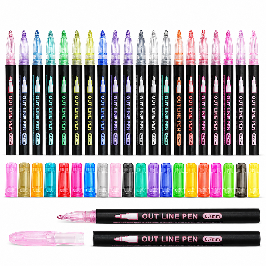 Lapices Mágicos Marcadores Metálicos Con Contorno 36pcs Gel - detalle del producto