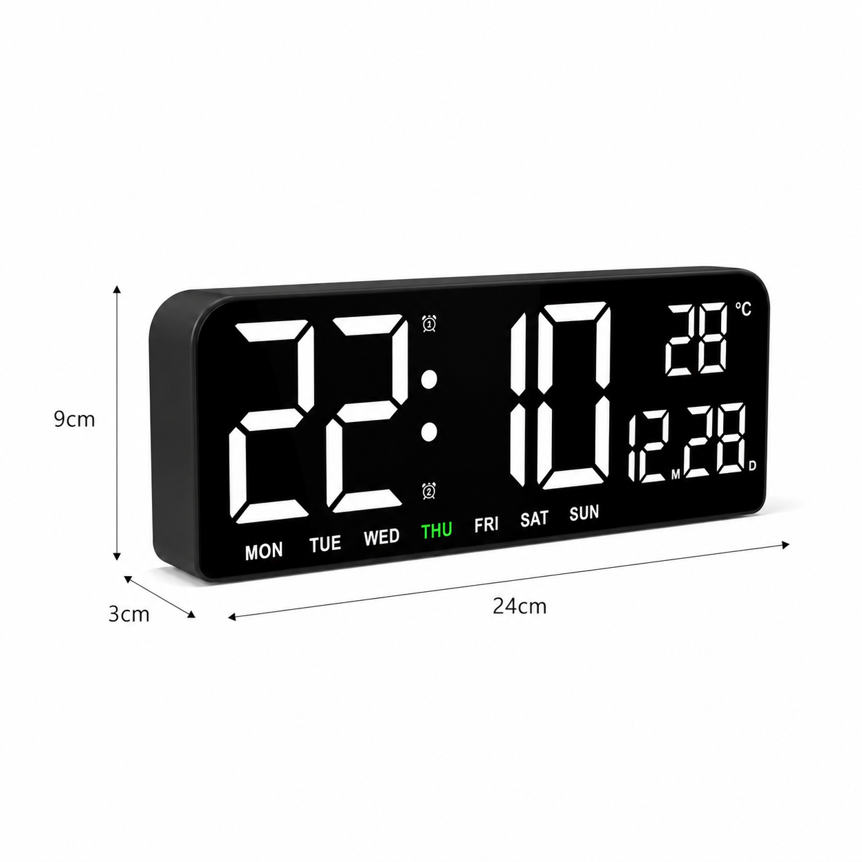 Reloj Despertador Luz Led Digital De Mesa Y Pared Mediano - detalle del producto