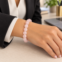 Pulsera De Cuarzo Rosa Natural 16 Cm