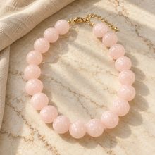 Collar Chicle Rosa Marmoleado Ajustable Cuentas Grandes