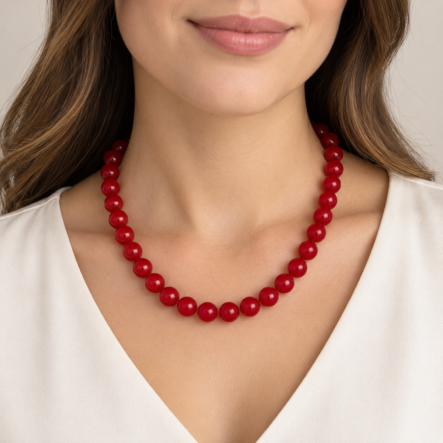 Collar De Piedras Naturales Agata Roja