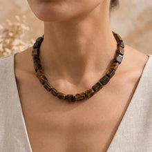 Collar Con Piedras Naturales Ojo De Tigre Y Hematita