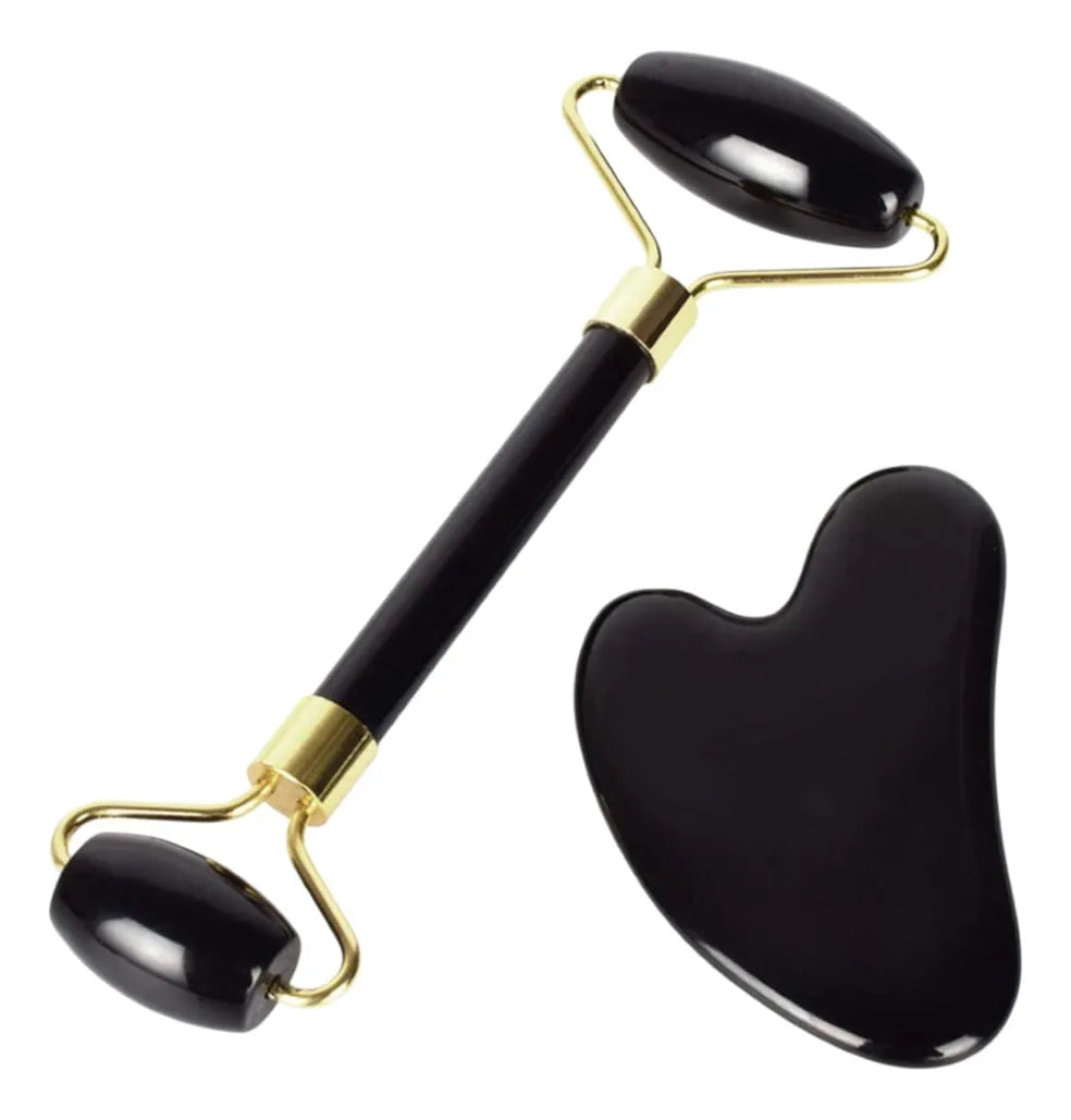 Masaje Facial Linfático Jade Roller + Gua Stone Sha Green