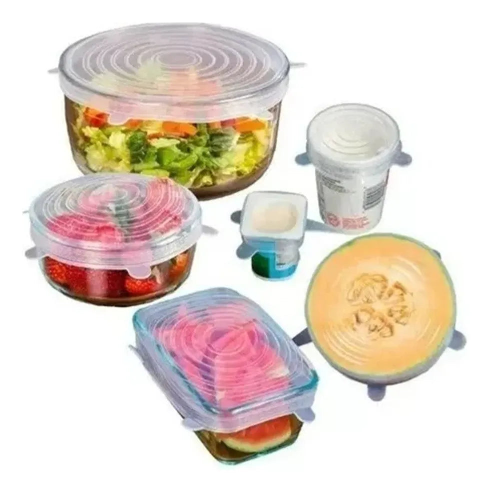 Set 6 Tapas De Silicona Adaptable Para Alimentos