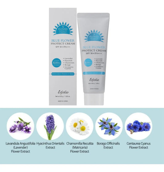 Protector Solar Coreano Esfolio Blue Flower Sfp 50  Pa