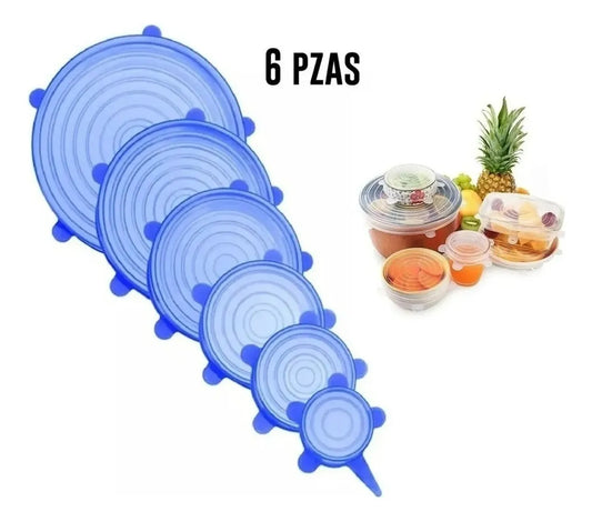 Set 6 Tapas De Silicona Adaptable Para Alimentos