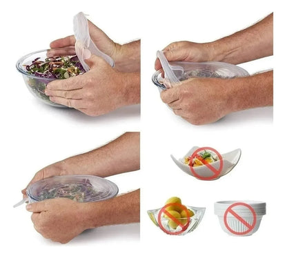 Set 6 Tapas De Silicona Adaptable Para Alimentos