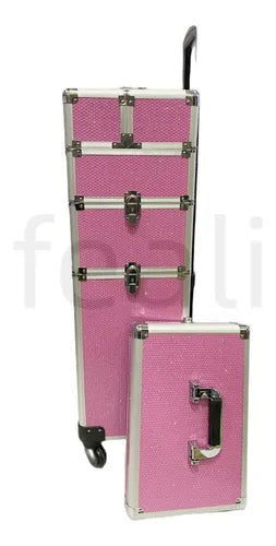 Maleta De Maquillaje Rosa Con Brillos