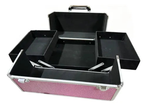 Maleta De Maquillaje Rosa Con Brillos