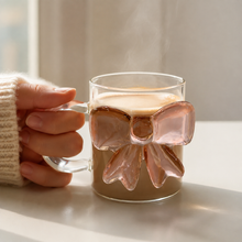 Taza De Vidrio Para Cafe Con Lazo Coquette 3d Liso