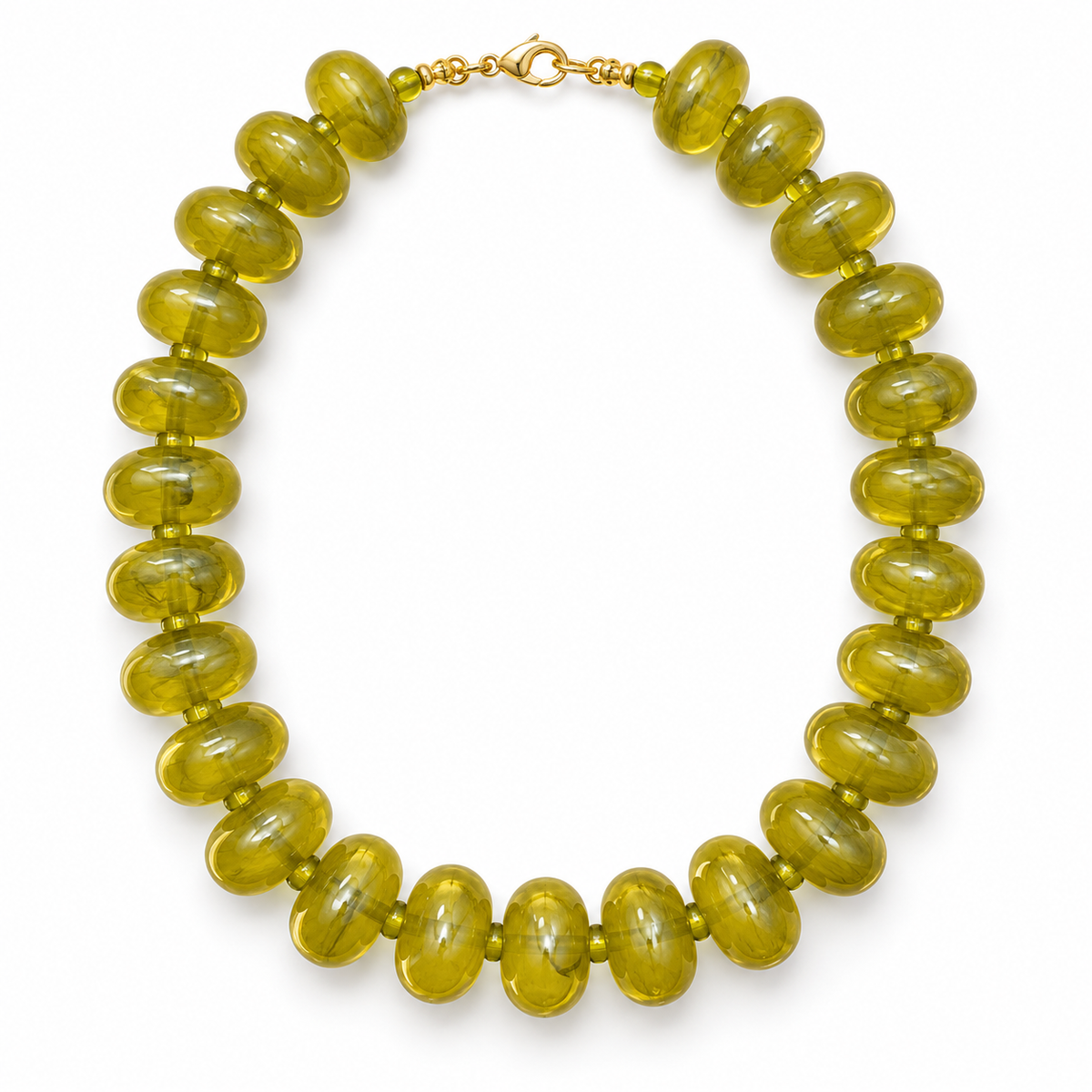 Collar Chicle Verde Oliva Marmoleado de Acrílico