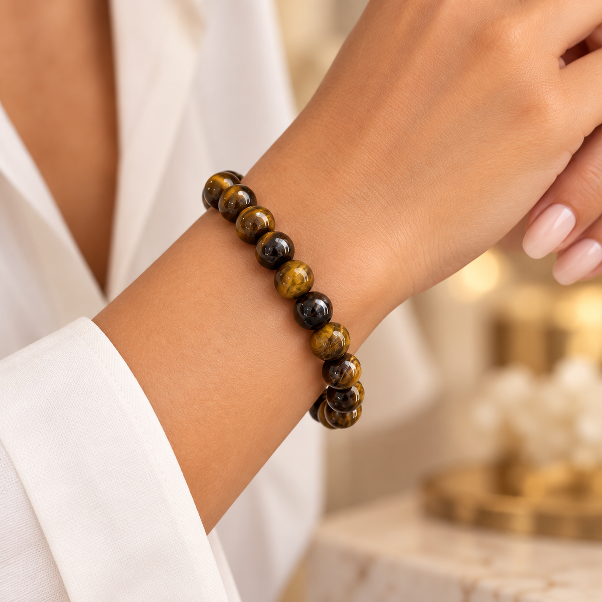 Pulsera De Piedras Naturales Ojo De Tigre