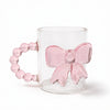 Taza De Vidrio Transparente Con Lazo 3D Coquette 380 Ml