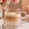 Taza De Vidrio Transparente Con Corazon 3D 380 Ml