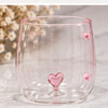 Taza De Vidrio Transparente Con Corazon 3D 380 Ml