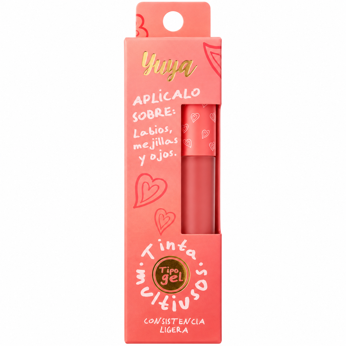Tinta Multiuso Yuya Coral Corazón para Labios, Mejillas y Ojos