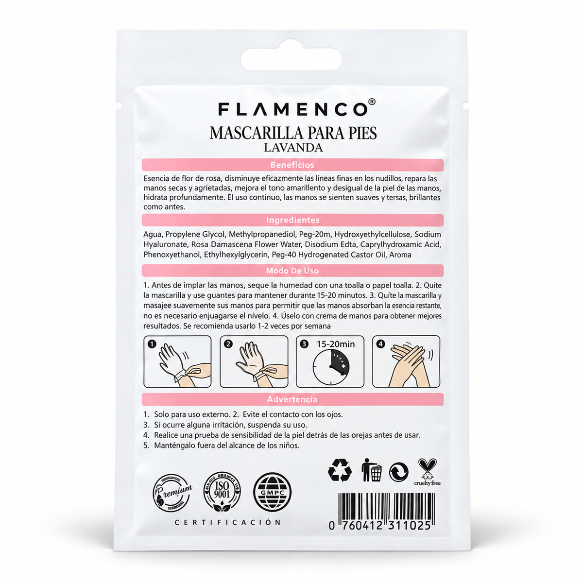Mascarilla Cosmética para Pies Flamenco Lavanda
