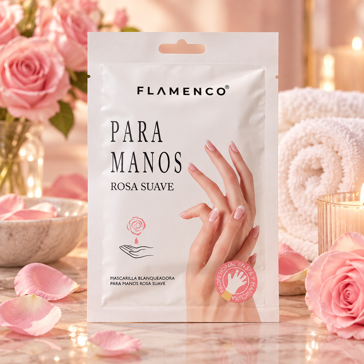 Mascarilla Cosmética para Manos Flamenco Rosa Suave