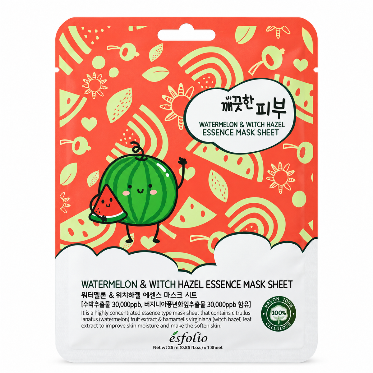Mascarilla Facial Coreana Esfolio Watermelon & Witch Essence