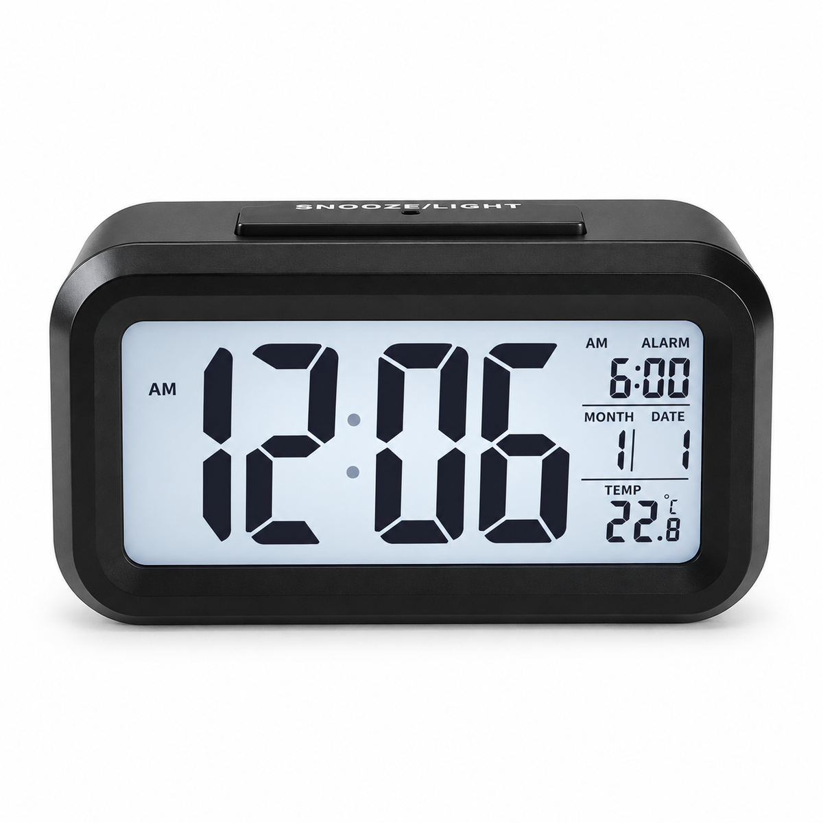 Reloj Despertador Cuadrado Pequeño Negro