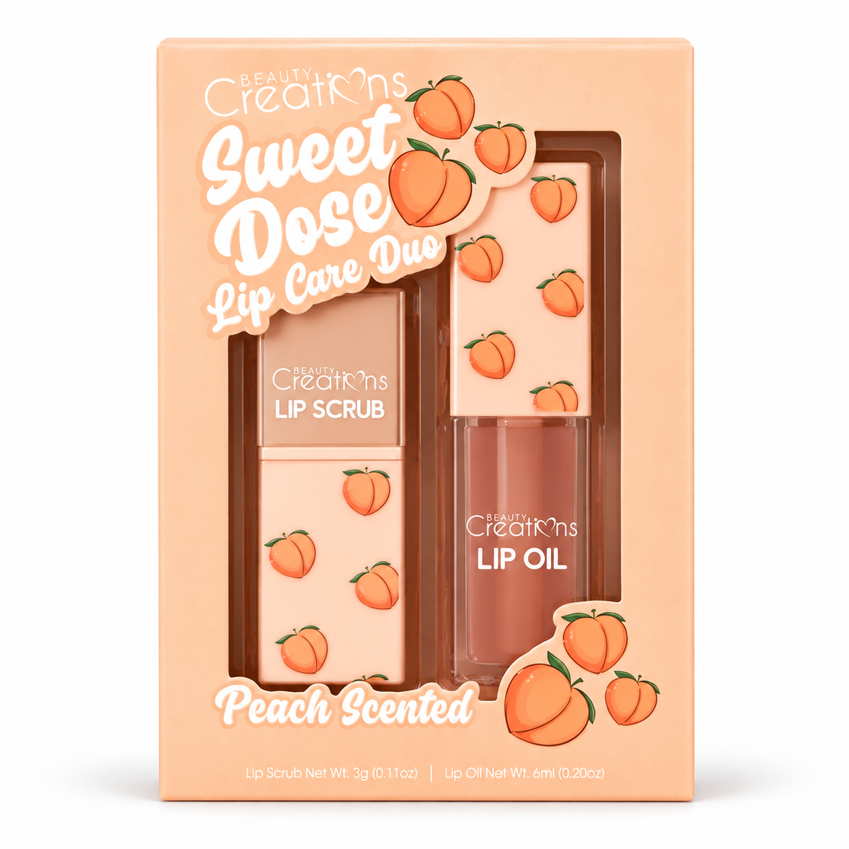 Set Exfoliante Labial + Lip Oil Beauty Creations Sweet Dose Peach