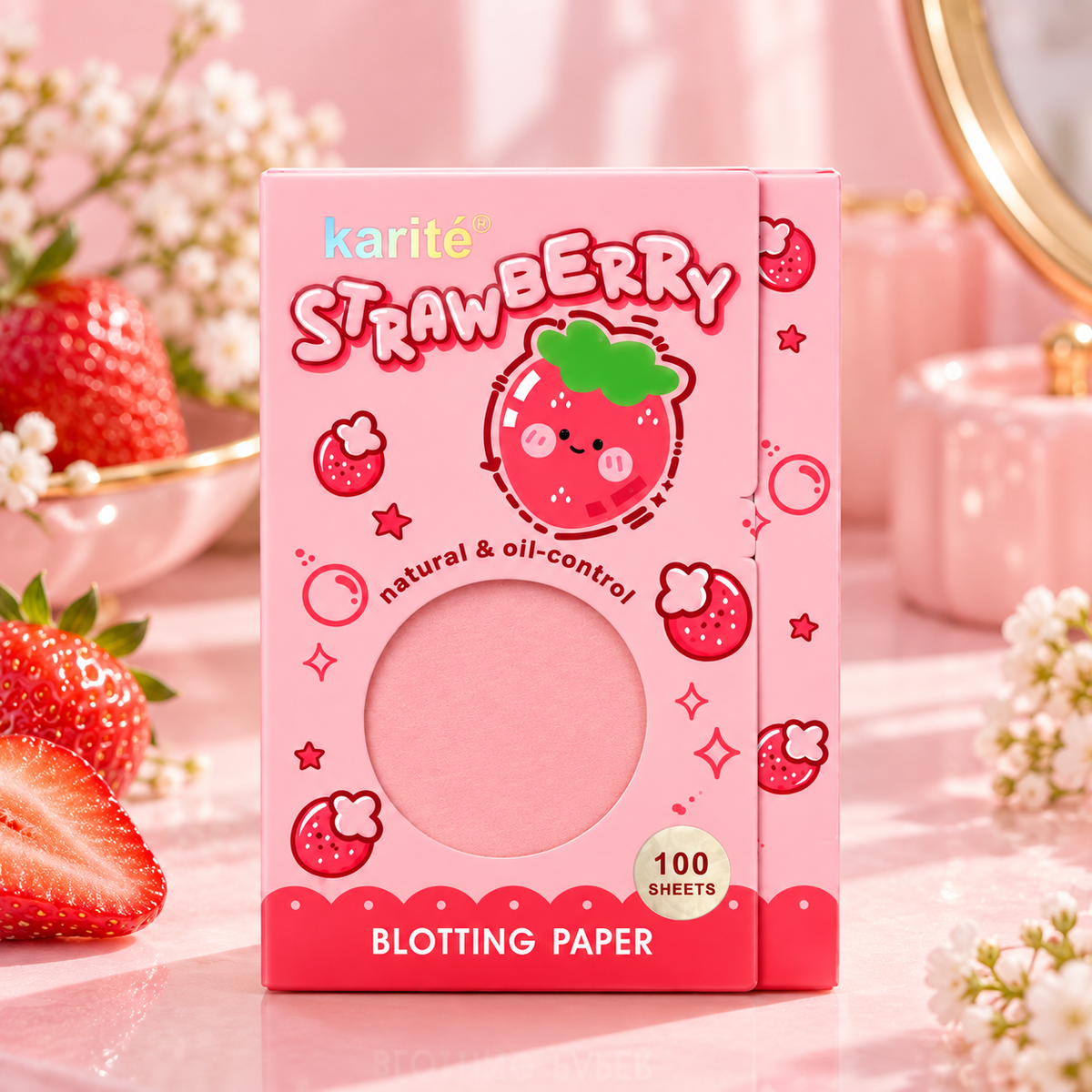 Papel Absorbente Facial Karité Strawberry Blotting Paper