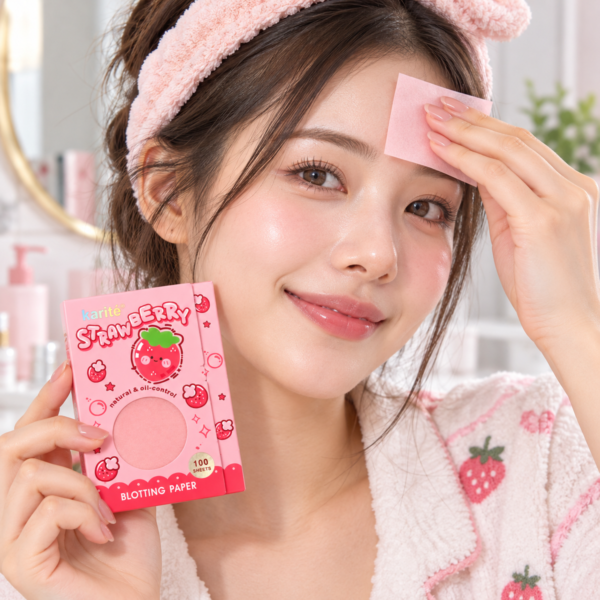 Papel Absorbente Facial Karité Strawberry Blotting Paper