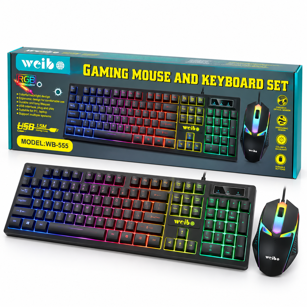 Kit Teclado y Mouse Gamer con Cable Weibo WB-555