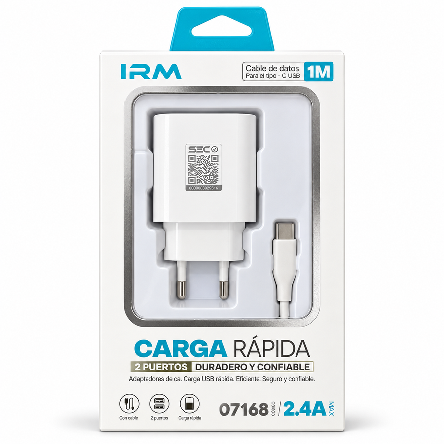 Cargador Dual USB IRM 07168 Tipo iPhone