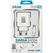 Cargador IRM 7168 de 2 Puertos con Cable 2.4A 1 m Negro