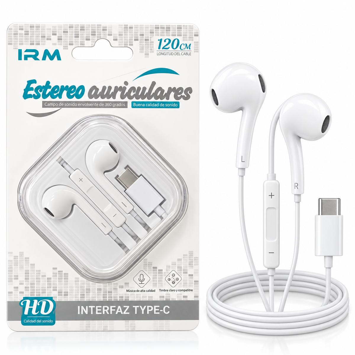 Audífonos con Cable USB-C Blancos