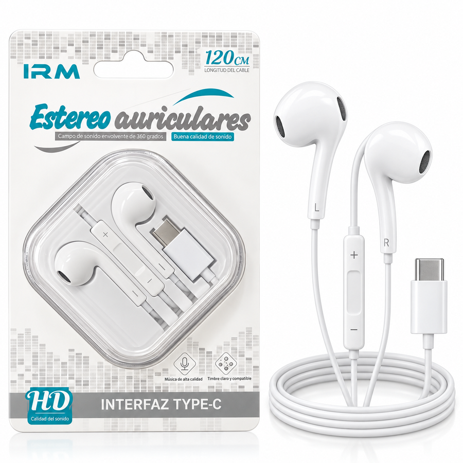 Audífonos con Cable USB-C Blancos