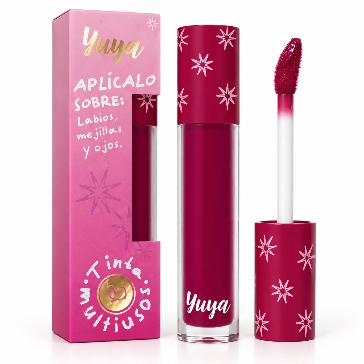 Tinta Multiuso Yuya Fucsia Estrella para Labios, Mejillas y Ojos