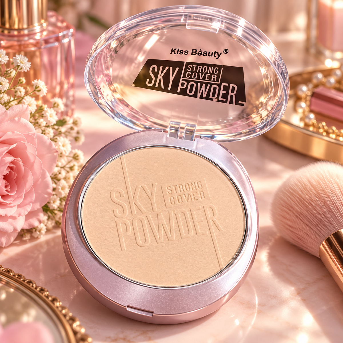 Polvo Compacto Kiss Beauty Sky Matte Super Cover Tono 01