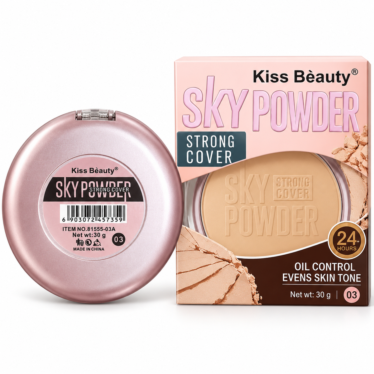 Polvo Compacto Kiss Beauty Sky Matte Super Cover Tono 03