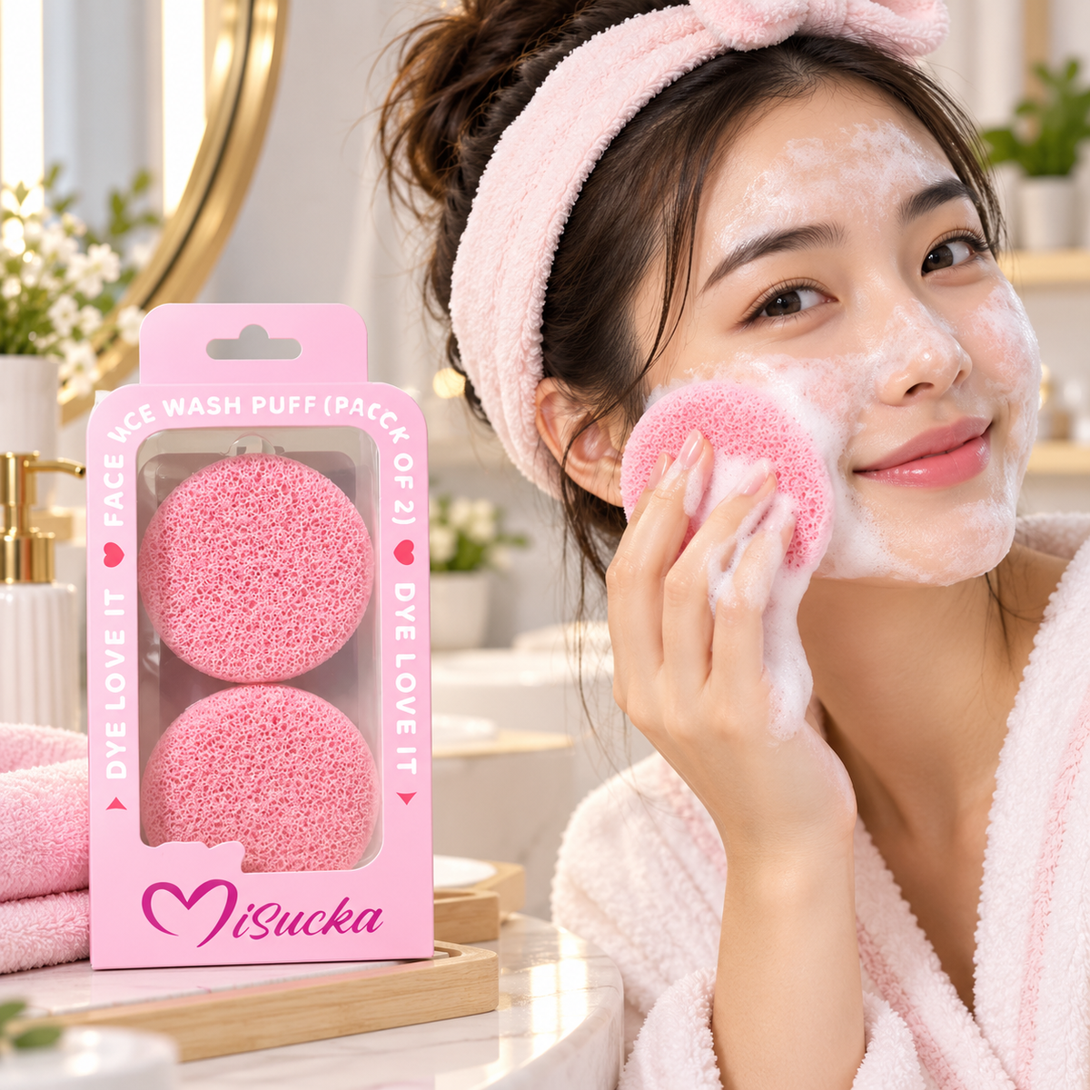 Set de 2 Esponjas Faciales Misucka Face Wash Puff